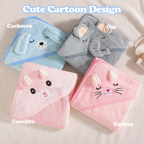2pzs Toalla De Baño Bebé Con Capucha Animales Manta Suave
