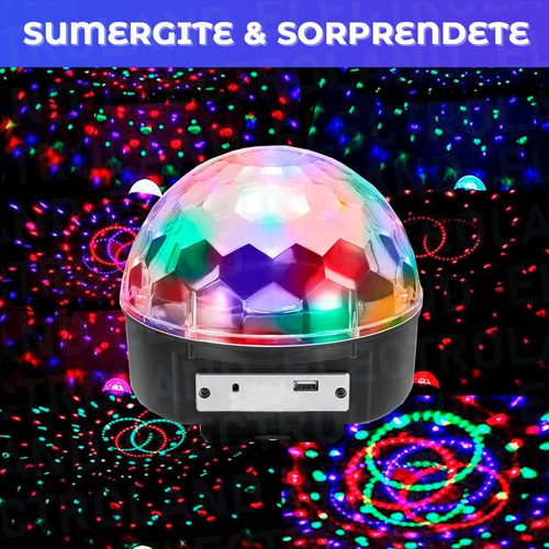 Imagen 7 de 10 de Bola Led Rgb Audioritmica Usb Sd Luz + Parlantes Pendrive