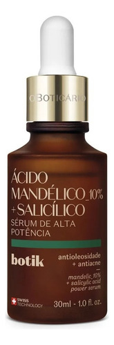 Botik Ácido Mandélico 10% + Salicílico - Sérum Facial 30ml Momento de aplicação Dia/Noite Tipo de pele Oleosa