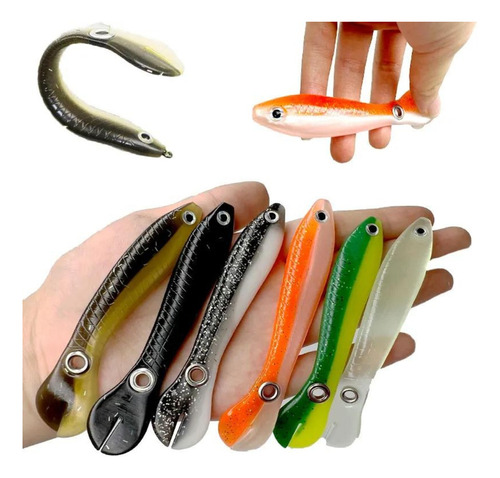 Pack X 5 Señuelos Flexibles De Silicona Para Pesca 10cm