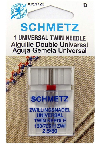 Aguja Doble Schmetz Recta Familiar Alemanas Nº 80/12  2.5 Mm