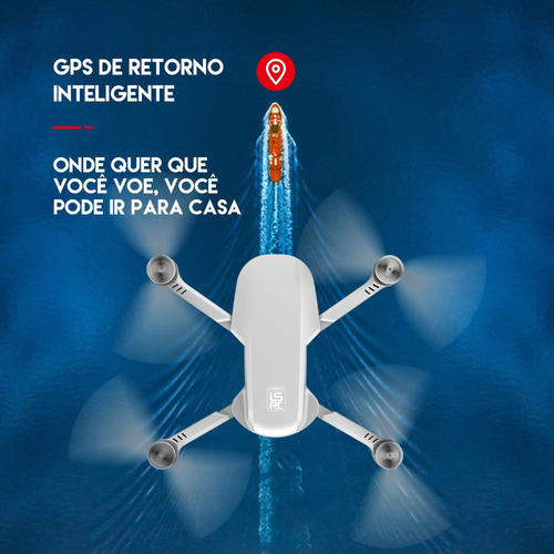 Mini Drone S6s Gps 5g Wifi Fpv Com 4k Hd Câmera 2 Bateria Cor Preto
