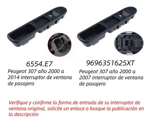 Nn Interruptor De Ventana De Pasajero Peugeot 307 2000-2014