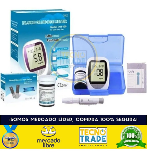 Imagen 1 de 1 de Glucómetro Medidor De Azúcar Kh100 +50 Tirillas + 50 Lanceta