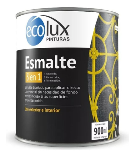 Esmalte Convertidor De Óxido 3 En 1 Ecolux 900 Ml Negro