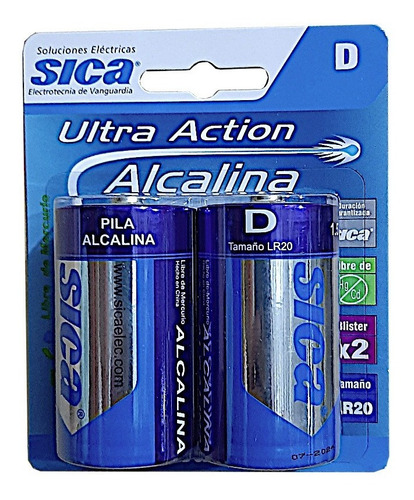Pilas D Grande 1.5 Alcalina Blister X2 Sica
