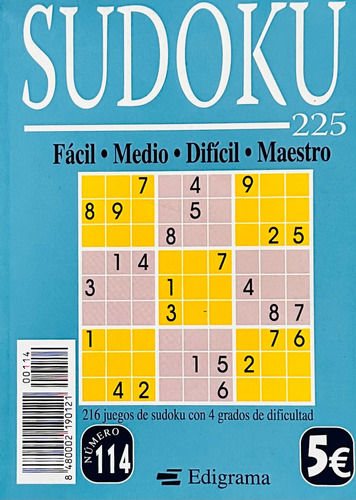 Sudoku 225 Edigrama N° 114 - 216 Juegos