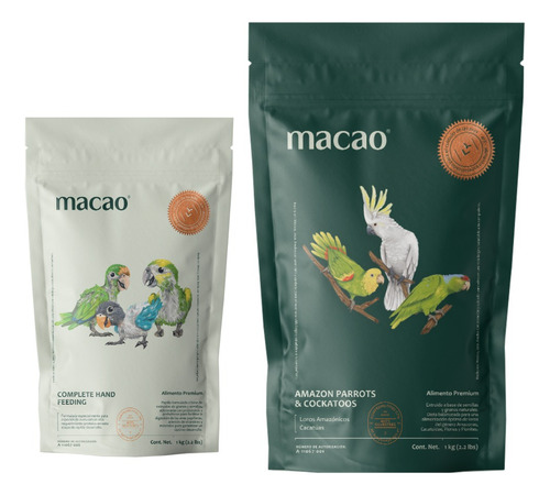 Alimento Macao Loro Amazona Cacatúa, Papilla 1k+ Croqueta 1k