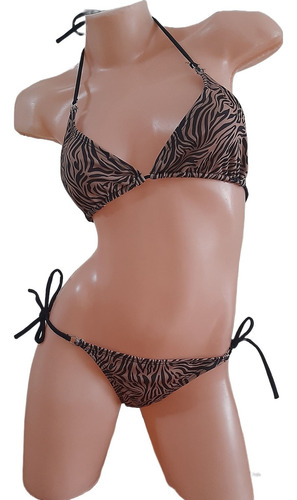 Malla Bikini Animal Print Tiras Regulables Lenceria Mujer