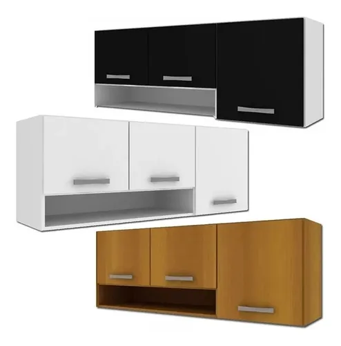 Mueble De Cocina - Aereo 3 Puertas - Alacena - Lcm Color Negro