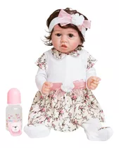 Brastoy boneca beba reborn 100percent silicone menina olhos castanho 55cm  gatinha