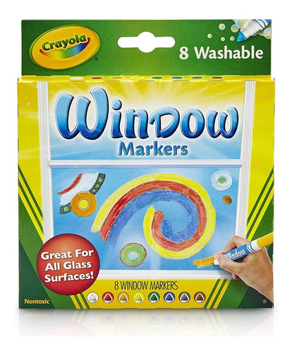 Crayola: Caja X 8 Marcadores Lavables Para Vidrio