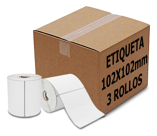 3 Rollos Etiqueta Térmica 4x4 (102x102 Mm) C/u 500 Pzas C1 Color Blanco Diseño Impreso No Aplica