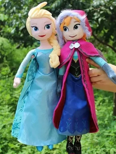 Boneca Anna E Elsa Frozen Pelúcia 50 Cm