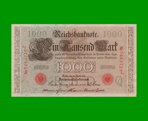 Billete Alemania 1.000 Marcos, Pick 44b, Año 1910, Muy B.-