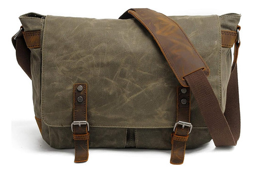 Huachen Men's Waxed Canvas Messenger Bag Shoulder Crossbody 