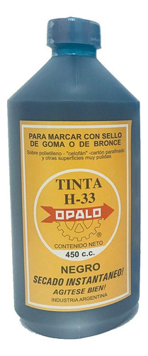 Tinta De Sello Indeleble Negra Secado Rápido Opaloh33 450cc 
