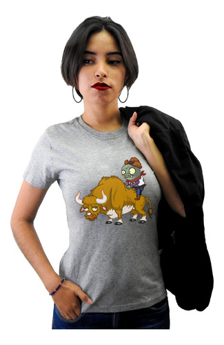 Gris Panda Playera Plantas Vs Zombies Zombidito Toro