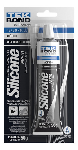 Cola Silicone Alta Temperatura Preto Automotivo Tek Bond 50g