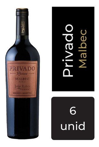 Vino Privado Jorge Rubio Malbec 750 Ml X6 Unidades Mp Drinks
