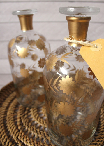 Botellón Para Whisky En Cristal Con Dorado! 2 En Stock