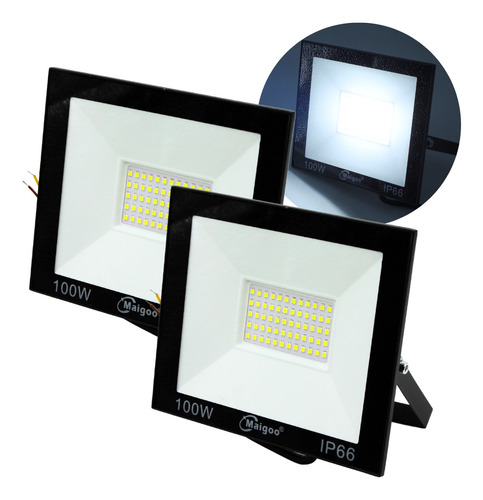 Paquete De 2 Reflector Led 100w Iluminación Exterior Ip65