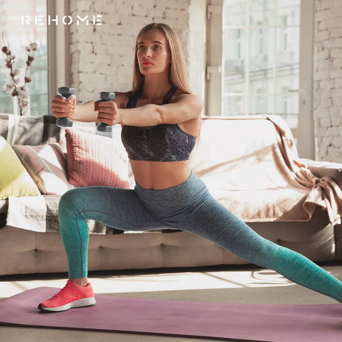 Kit De Pesas Mancuernas Rehome De Neopreno 2 3 5 Libras Con Soporte Para Ejercicio Pilates Y Aerobicos Color Gris