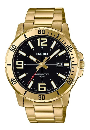 Relógio Casio Masculino Dourado Preto Mtp-vd01g-1bvudf 