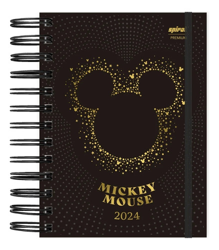 Agenda Mini Mickey Mouse Capa Dura 11,7cm X 16,4cm Ano 2024 Cor da capa Preto