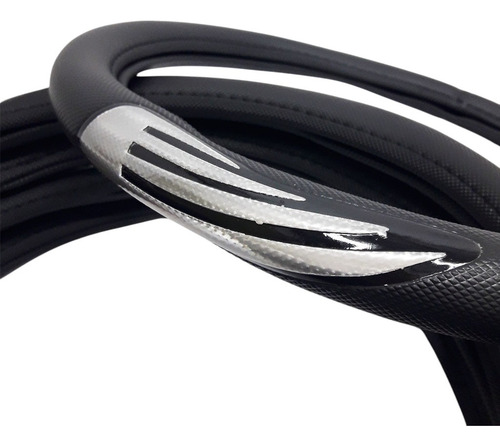 Cubre Volante Desing Reflex Plateado 38cm -estilo Y Diseño- Negro
