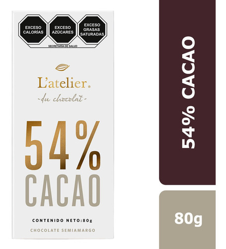 Chocolate L-atelier Menta 54% Cacao Barra 80g