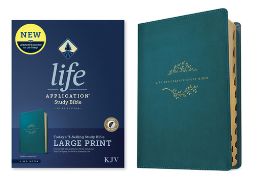 Kjv Life Application Study Bible, Third Edition, Large Print Red Letter, Leatherlike, Teal Blue,..., De Tyndale. Editorial Tyndale House Publ, Tapa Dura En Inglés