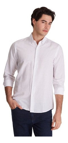 Camisa Macowens Estampado Fit Blanca Hombre 42183017