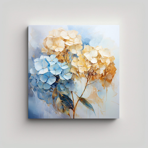 50x50cm Cuadro Pinturas Abstractas Hortensias Blancas Y Dora