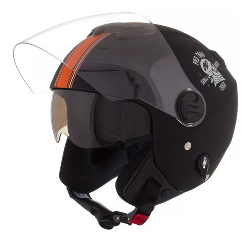 Capacete Masculino Laranja Pro Tork Skull Riders Cor Preto-fosco/Laranja Tamanho do capacete M
