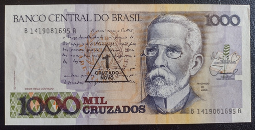 Billete De Brasil Resellado 1 Cruzado Nuevo Año 1989