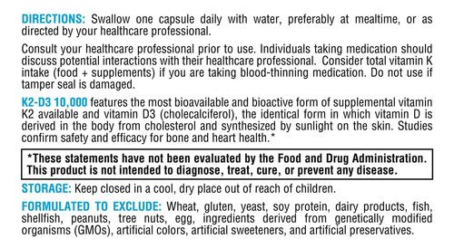 Xymogen K2-d3 10000 Ui Vitamina D3 K2 60 Cápsulas
