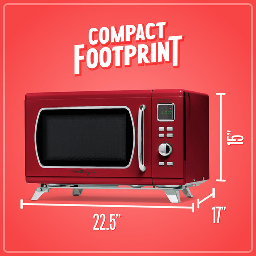 Horno Microondas Retro Encimera 900w 0.9 Pies Cúbicos Rojo