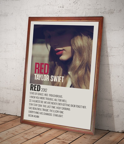 Taylor Swift Poster Album Red En Cuadro Vidriado