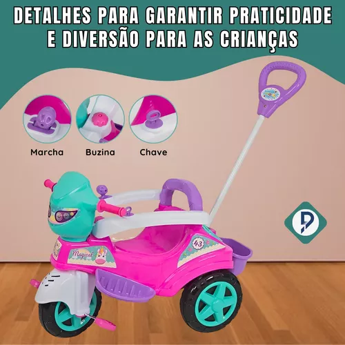 Triciclo Infantil Baby City Menina com Empurrador - Maral