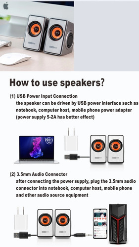 Imagen 8 de 10 de Parlantes Con Sistema Activo Usb Pc Celular Tv Multimedia