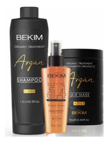 Combo Argan 4 Oils Shampoo+mascara+protector Térmico Bekim
