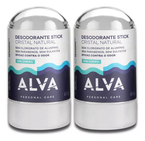 Alva kit Mini Desodorantes Cristal Casal 60g 2 Stick 60 g