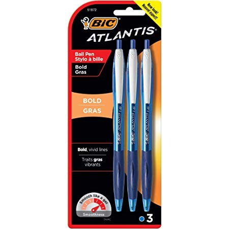 Bolígrafo de punta redonda BiC Atlantis color azul 2 unidades 