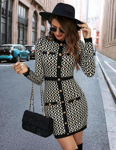 Vestido Shein Mangas Largas Elegante Y Moderno