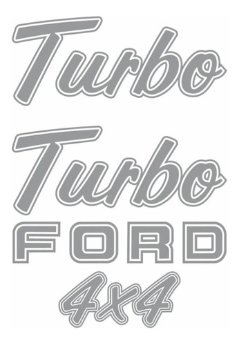 Kit Emblema Adesivo Ford F1000 Turbo 4x4 Em Prata F10008