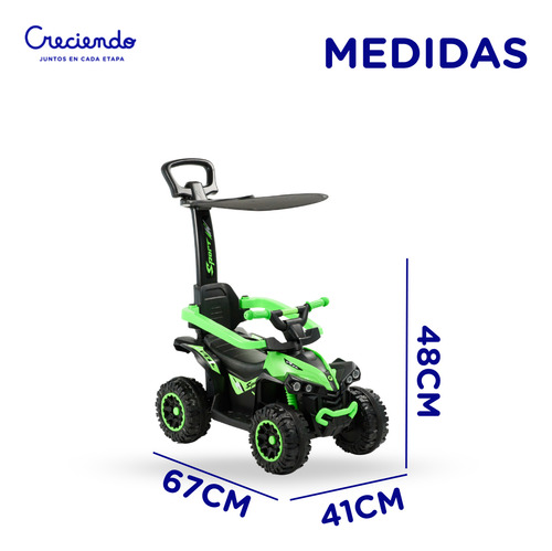 Cuatriciclo A Batería 6v Bluetooth Barra De Empuje Y Música