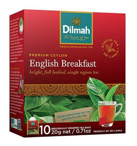 Té Negro Dilmah Gourmet English Breakfast 10 Bolsas