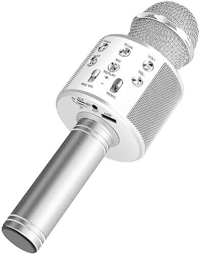 Micrófono SM WS-858 Inalámbrico color plateado