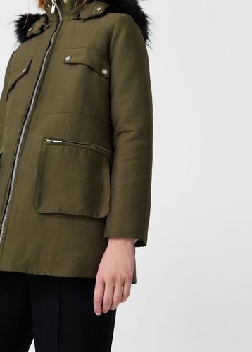 Campera De Abrigo Mango Parka Interior De Peluche Desmontabl (Usado)